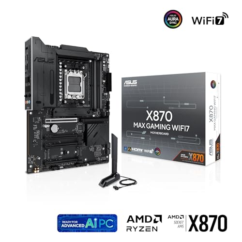 X870 MAX GAMING WIFI7, Scheda Madre AMD ATX, 12+2+1 Stadi di Alimentazione, Slot DDR5, Tre Slot M.2, PCIe 5.0, WiFi 7 con Q-Antenna, Ethernet Realtek 2,5Gb, HDMI, USB4 con USB-C, Aura Sync - Scheda madre - Immagine 1