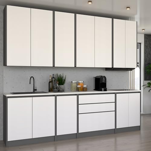 Gen&eacute;rico Muebles de Cocina Completa Lexi Blanco Mate 260 cm sin encimera