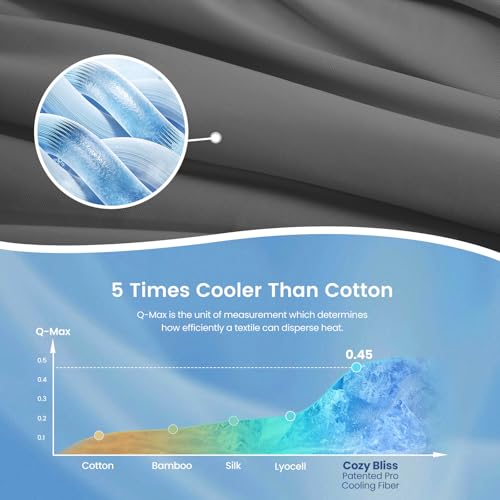 Image of Cozy Bliss Cooling Comforter Queen Size, Cooling Blankets for Hot Sleepers and Night Sweats, Charcoal Gray Summer Comforter for Queen Size Bed, Breathable Soft Lightweight Silk Smooth