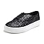 Black Glitter Laceup Platform