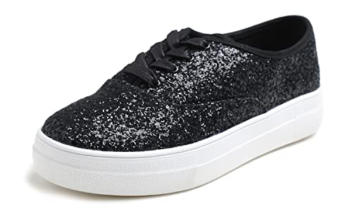 Image of FEVERSOLE Women's Fashion Dress Sneakers Party Bling Casual Flats Embellished Shoes