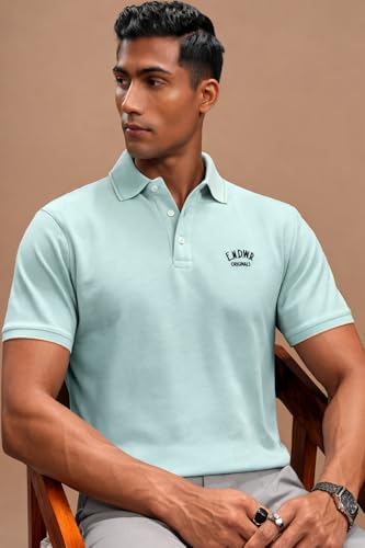 Image of ENDEAVOUR WEAR Men Men Short Sleeve Solid Cotton Rich Polo T Shirt | Collar Tshirts | Half Sleeves | Plain-Regular Fit