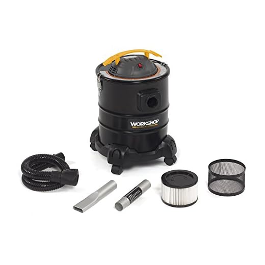 WORKSHOP Wet/Dry Vacs Ash Vacuum Cleaner WS0500ASH, 5-Gallon Ash Vac For Fireplaces, Stoves, BBQ Pits; 3.0 Peak Horsepower Ash Vacuum, Black/Yellow