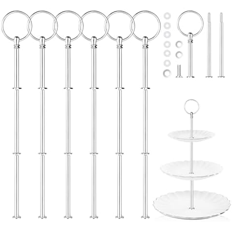 Vicloon 6 Pack Silver Cake Stand Set Cover