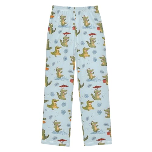 Green Crocodile Pattern Pajama Pants Elastic Waist Lounge Pajama Bottoms Long Pj Pants with pockets - Main Image