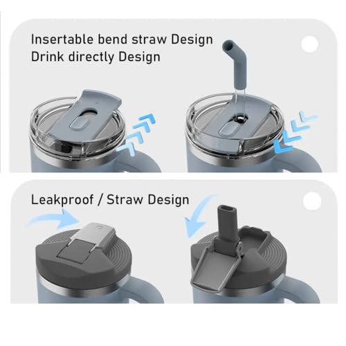 Image of Vellori1.2 Litre Tumbler with Lid and Straw | 100% Leak Proof Water, Juice, Coffee Mug for Office, Gym, Travel | Sipper with Rotating Handle (Midnight)