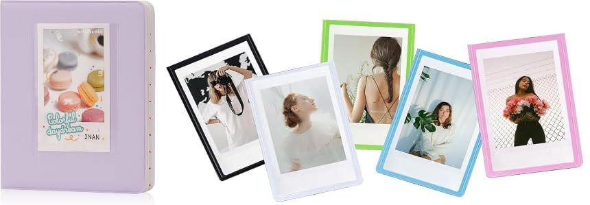 Image of ZENKO 64-Pocket Album + 5 Magnetic Frames fits Fujifilm Instax Mini (12, 11, 9, 8, 40, Evo, Liplay), Mini Link Printer, Polaroid Snap Touch, PIC-300, Z2300 Mint Instant Cameras (Purple)