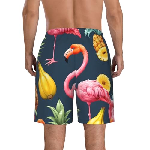 Pineapple Banana Flamingo Print Stylish Men Beach Shorts Lightweight Cozy Swim Trunks Summer Casual Outings Holiday3