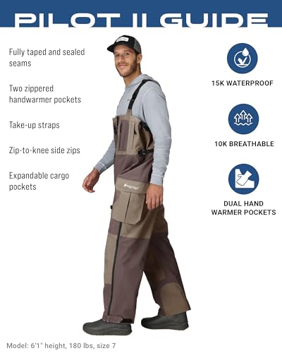 FROGG TOGGS Men's Pilot II Guide Waterproof Breathable Rain Bib, Stone and Taupe, Medium2