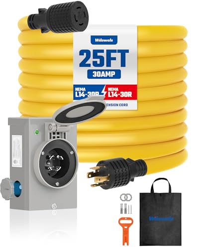 WILAWELS 30 Amp 25FT Generator Cord and Power Inlet Box