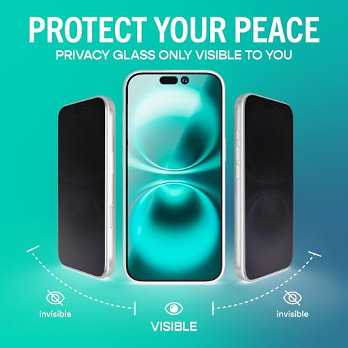 Image of Smartish iPhone 17 Screen Protector - 2-Pack Privacy Tempered Glass Screen Protectors - Tuff Sheet - 9H Anti-Spy Easy Install Frame [Scratch Resistant] for Apple iPhone 17