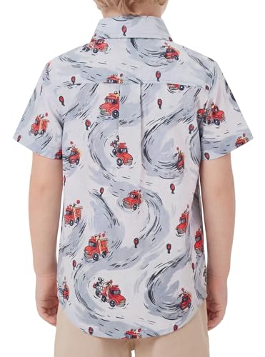 Image of Boys Hawaiian Button Down Shirt, Pure Combed Cotton Short Sleeve Size 3-15Y