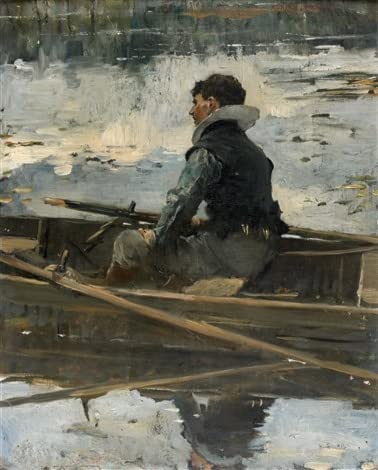 Affiche Promenade en Barque d'Adrien Moreau, déco murale élégante pour salon chaleureux
