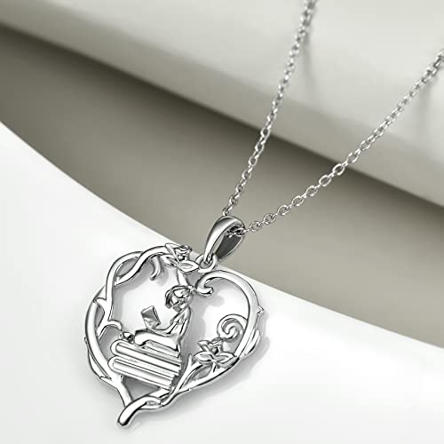 YFN 925 Sterling Silver Book Lover Necklace Reading Pendant for Women Graduation Gift Jewelry for Student Friends Classmate3