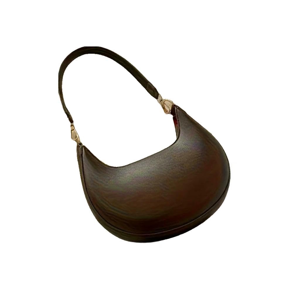 Sac cabas vintage demi-lune pour femme avec bandoulière amovible et fermeture éclair chic