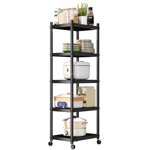5-Shelf Heavy Duty Shelving,Metal Utility Storage Racks with Roll...