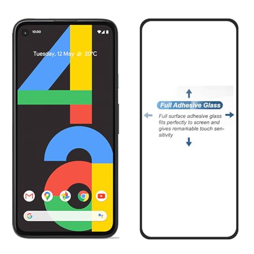 Image of POPIO Tempered Glass Screen Protector Compatible For Google Pixel 4A 4G (Black) With Edge-To-Edge Protector Coverage And Easy Installation Kit