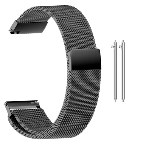 Image of T TECLUSIVE Magnetic Metal Chain Strap 22mm Compatible for Galaxy Watch 3 45mm | Galaxy Watch 4.6cm Gear S3 Frontier | Amazfit GTR | Adjustable Magnetic Band (Black)