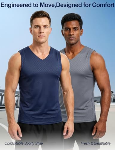 Image of Venzina Men's Cooling Sleeveless Shirt - Quick Dry Athletic Vestfor Cycling & Gym, Breathable Casual Tank Top with SeamlessFit | All-Day Comfort for Workout and Lounge