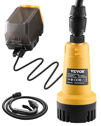 VEVOR Pompe de Transfert d'Eau Submersible sans Fil, 2000 L/H, Pompe de Puisard Portable Tuyau d'Arrosage G3/4 po, Pompe Utilitaire pour Batterie Dewalt 20 V, Piscine,...
