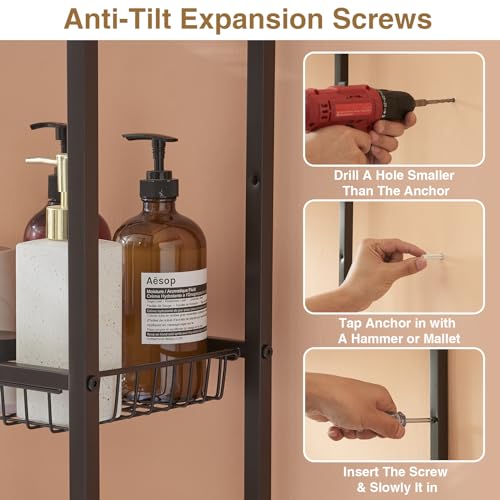 Lauren&Harold Over Toilet Bathroom Organizer 33",6-Tier Over The Toilet Storage Cabinet,Over The Toilet Storage Shelf for Restroom,Laundry(Black) - Thumbnail 5