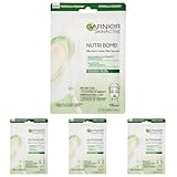 GARNIER Skin Active Nutri Bomb Milky Mask Tissu Reparadora Mascarilla de Tejido con Leche de Almendra Ecológica y Ácido Hialurónico para Pieles Secas y Tirantes 28 g (Paquete de 4)