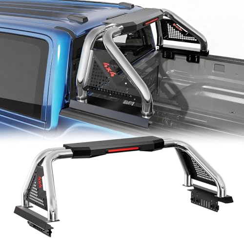 SYHVU Stainless Steel Roll Bar for Truck, Adjustable Truck Bed Sport Bar Chase Rack for Full-Size Pickups, Compatible with Ford F-150, Chevy Silverado 1500, GMC Sierra 1500, Ram 1500, Tundra, Titan