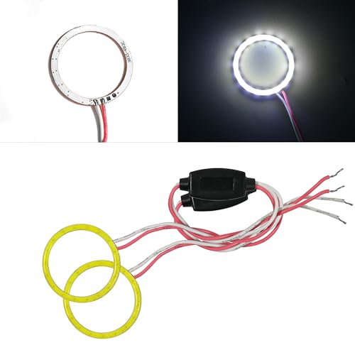 Image of 2 x 80 /70 /60 /50 /38 mm 93 LED CCFL Headlight COB Angel Eyes Halo Ring Lamp 12-24V (White, 38 MM)