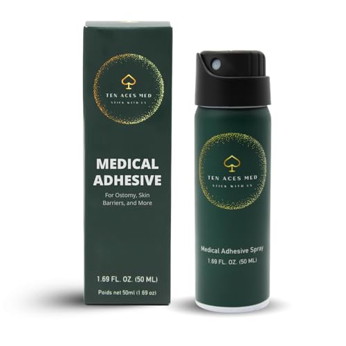 Ten Aces Medical Adhesive Spray - Silicone Skin Adhesive for Ostomy Ileostomy Colostomy & Urostomy Stoma Barriers Breast Forms Condom Catheters & Prosthetics 50 mL (1.7 Fl Oz)