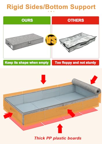 Image of punemi 4.5 in Tall Low Profile Under Bed Storage Containers, 2 Pack, Grey
