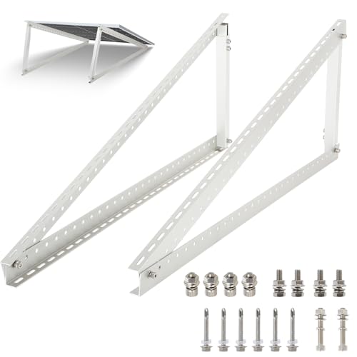 45in Solar Panel Tilt Mount Brackets, 1 Set 15-30° Adjustable Mounting Brackets, Support 100-400 Watt Solar Panel Rack with Telescopic Bracket for RV, Trailers, Roof Rack, Boat, Off-Grid