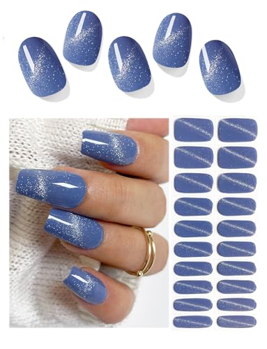 Wahrshei Nagelfolien | 20 Blau UV Gel Nagelfolie | Nagelfolie Selbstklebend | Gel Nail Stickers, Gellack Wraps für Nagel（A2)