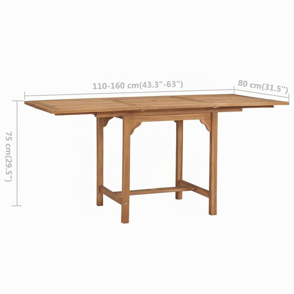 Table extensible de jardin (110 160)x80x75 cm Teck solide