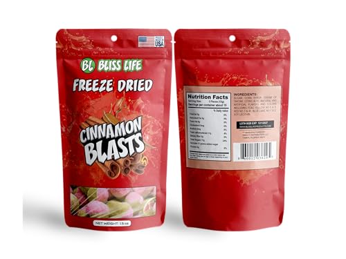 Bliss Life Cinnamon Blast Freeze Dried Candy from TikTok, ASMR Crunchy Candy, Spicy Sweet and Sour Kids Snacks, Unique Novelty Snack for Kids 1.5oz