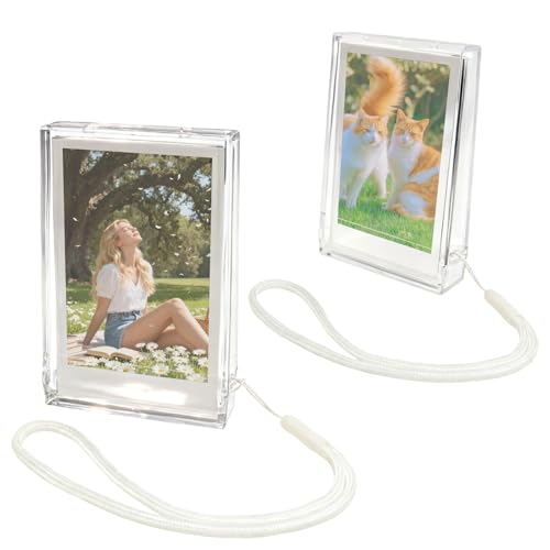 HIYQIN - Lot de 2 Boîtes de Rangement pour Photos de 2x3, Étui pour Photos Instax, Mini Support Photo pour Film Instantané Fujifilm Instax Mini 12 11 9 8 7 99 70 40 90 Evo - Transparent