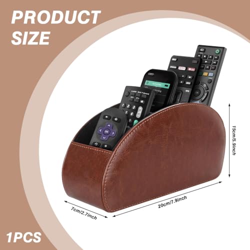 Image of HASTHIP Remotes Organizer Case Desk Holder Accessories Organizer Open 5-Compartment PU Desk Organizer for Living Room, Tea Table Multipurpose Desk Organizer Office Stationeries Holder
