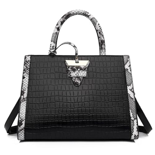Bolsa feminina de couro sintético com alça superior e alça ajustável, A