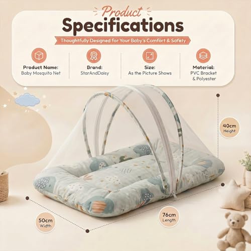 Image of StarAndDaisy 2-in-1 Baby Sleeping Bag with Mosquito Net for Newborn -Soft & Breathable Cotton Sleeping Sack Cum Wrapper /Foldable Bag for Baby Protection.