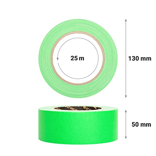 GRIP Eventbasics GT PRO Tape Neon Green Fabric Tape 50 mm x 25 m Marking Repair Tape Art, Green,Grey,White - Image 2