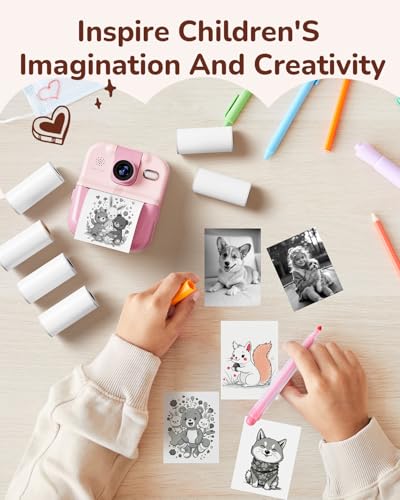 Image of White Sticker Paper Refill Compatible with ESOXOFFORE & P02 P01 K23 Kids Cameras & Most Kids Cameras, Compatible with NADAIIN D20 D21 Phomemo Memoking T02 M02 Q02E Paper, 6 Rolls (53MM*.3.5M /Roll)