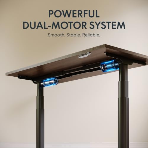 Image of FLEXISPOT E6 Pro Large 78 inch x 30 inch Organic Modern Bamboo Standing Desk, Electric Dual Motor 3-Stage Height Adjustable Desk with Oval Legs, Heavy Duty 330lbs, Walnut Bamboo Desktop, Black Frame