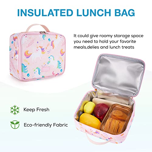 Mommore Kids Backpack Set, Unicorn Backpack For Girls Lightweight Elementary Bookbag For Students School Backpack For Children With Chest Strap Water Resistant, 3Pcs Pink #TOP3