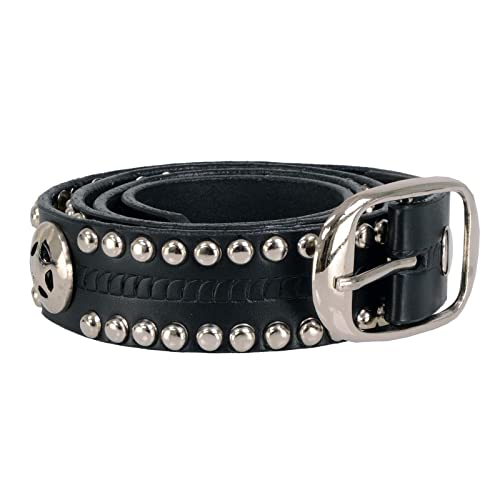 Milwaukee Leather MP7131 Men's Chrome Studded & Star Emblem Black Leather Belt w/Interchangeable Buckle -1.5 in Wide4