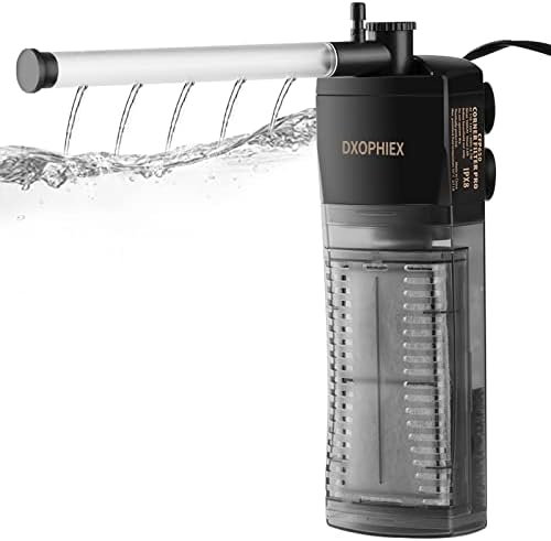 DXOPHIEX Internal Filter for Aquarium, Submersible Aquarium Filter for 13-30gallon Fish Tank and Turtle Tank with Triangle Shape Design Adjustable Water Flow and Replacement Cartridge