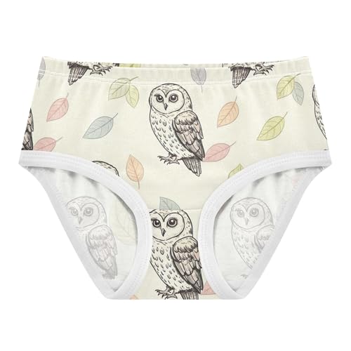 Cotton Girls Underwear Toddler Cute Owls Leaves Cream Panties Little Girl Animals Briefs Girls Undies 2t