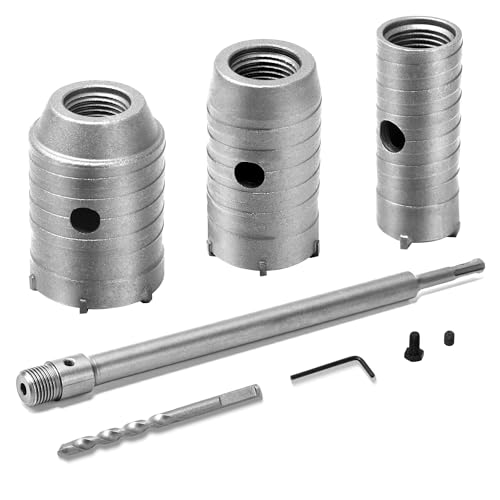 Hohl-Bohrkrone Set Bohrkrone Steckdose Lochsägen Beton Set Ø 30mm 40mm 50mm Kernbohrer Bohrkronen Rundgriff SDS Plus Schaft 350mm M22 Verlängerung und 110mm Zentrierbohrer Wandlochsägebohrer