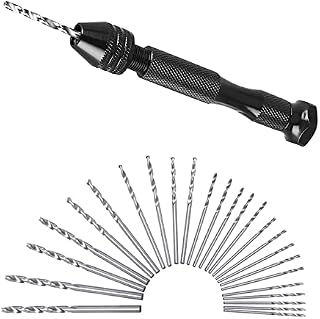 DFsucces Precision Pin Vise Hobby Drill, 26 Pcs Precision Pin Vise Hand Drill with Twist Bits Set,Mini Hand Drill Tool, for Delicate Manual Work, Electronic Assembling and Model Making