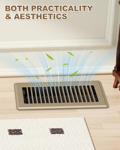 Image of 4 x 10 Floor Register, 8 Pack Brown Vent Covers for Home Floor, Heavy-Duty Steel Registers with Adjustable Airflow, Easy Installation, Rust-Resistant for Living Room, Bedroom and Bathroom