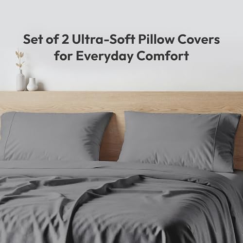 Image of LANE LINEN 100% Cotton Satin Fantasy Bedsheet King Size - Charcoal