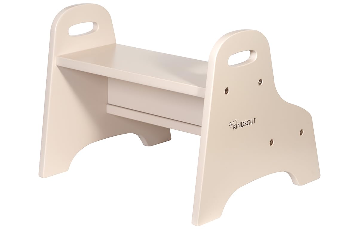 Kindsgut Holztritt, Tritt-Hocker mit 2 Stufen ideal für Kinder, dezente Farben und hochwertige Qualität, Sand